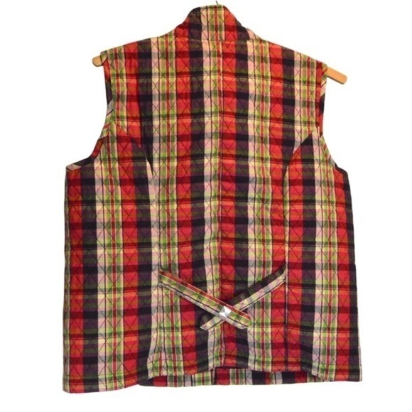 Plaid Lightweight Quilted Mock‎ Neck Vest Snap Closure Pockets Size LARGE - Picture 6 of 10